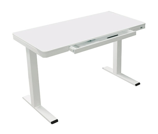 Electric height adjustable desk with drawer