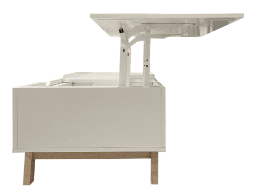 Flat White Multipirpose Coffee Desk in Pop Up Mode
