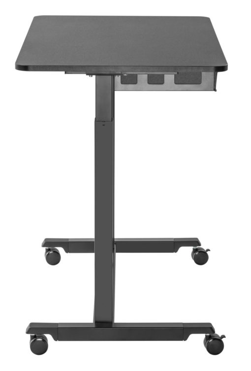 Tommy Black pneumatic height adjustable desk side view
