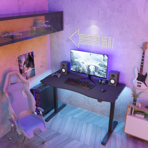 Zeta RGB Gaming Desk with gaming setup